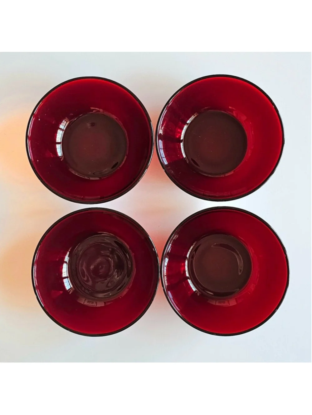 Vintage Anchor Hocking Ruby Red Glass Small Bowls – Set of 4 – 4.5